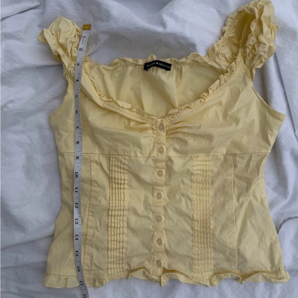 brandy melville pastel yellow ruffle top - Picture 7 of 10